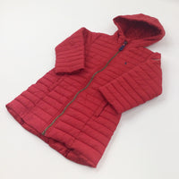Red Padded Longline Coat - Girls 3-4 Years