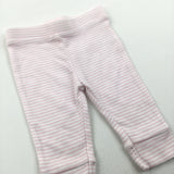 Pink & White Lightweight Jersey Trousers - Girls 0-3 Months