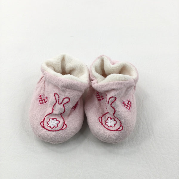 Bunny Pink Booties - Girls 3-6 Months