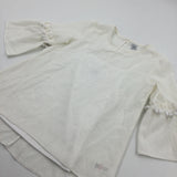 White Sheer Chiffon Style Flared Sleeves Blouse - Girls 12 Years