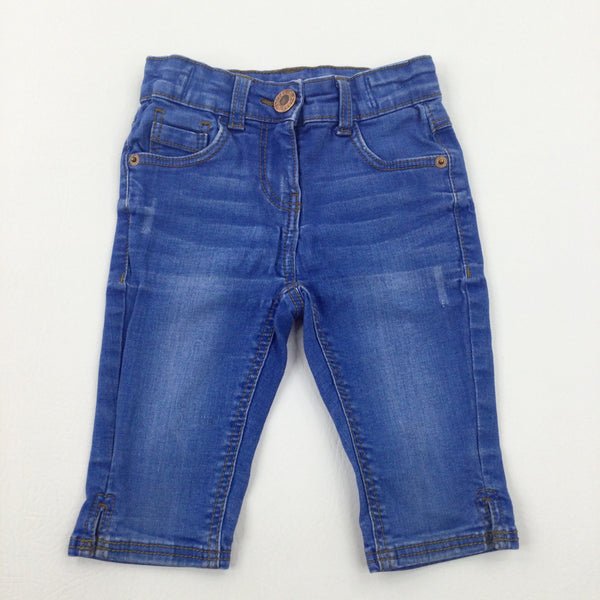 Blue Denim Cropped Jeans With Adjustable Waist - Girls 3-4 Years