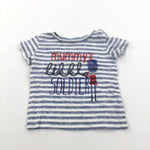 'Mummy's Little Soldier' Blue & White Striped T-Shirt - Boys 3-6 Months
