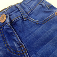 Blue Denim Cropped Jeans With Adjustable Waist - Girls 3-4 Years