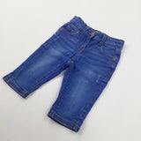 Blue Denim Cropped Jeans With Adjustable Waist - Girls 3-4 Years