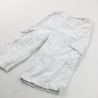 White Lightweight Cotton Trousers - Girls 9-12 Months