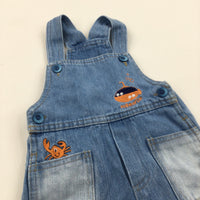 Crab & Submarine Short Denim Dungarees - Boys 3-6 Months