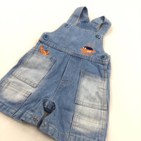 Crab & Submarine Short Denim Dungarees - Boys 3-6 Months