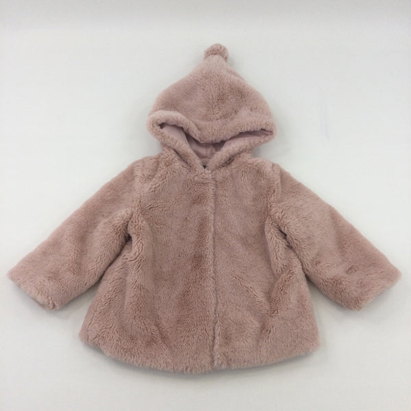 Pink Fluffy Coat - Girls 12-18 Months