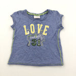 'Love' Appliqued Blue Mottled T-Shirt - Girls 3-6 Months