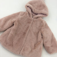 Pink Fluffy Coat - Girls 12-18 Months