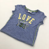 'Love' Appliqued Blue Mottled T-Shirt - Girls 3-6 Months