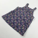 Colourful Flowers Navy Cord Dress - Girls 3-4 Years