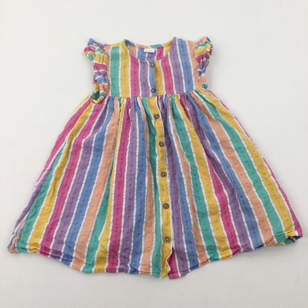 Colourful Stripes Cotton Dress - Girls 3-4 Years