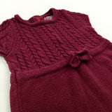 Burgubdy Cable Knit Dress - Girls 9-12 Months