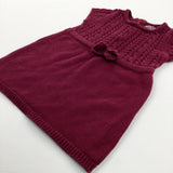Burgubdy Cable Knit Dress - Girls 9-12 Months