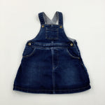 Dark Blue Denim Dungaree Dress - Girls 9-12 Months