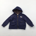 Dog Motif Navy Zip Up Hoodie Sweatshirt - Boys 6 Months