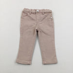 Pale Pink Skinny Jeans With Adjustable Waist - Girls 9-12 Months