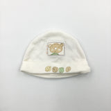 'Bear' Appliqued Cream Jersey Hat - Boys/Girls Tiny Baby