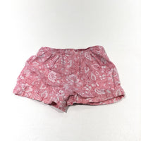 Flowers Pink Lightweight Cotton Shorts - Girls 6-9 Months