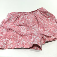 Flowers Pink Lightweight Cotton Shorts - Girls 6-9 Months