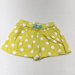 Spots Yellow & White Lightweight Jersey Shorts - Girls 6-9 Months