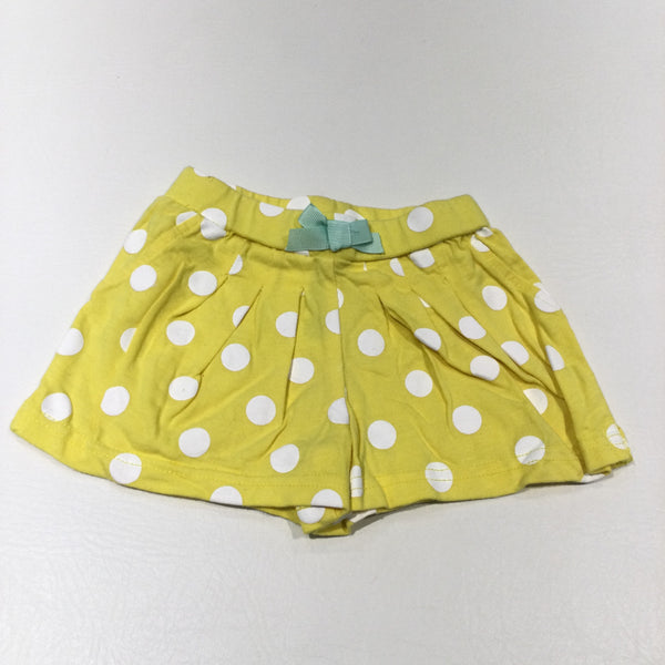 Spots Yellow & White Lightweight Jersey Shorts - Girls 6-9 Months