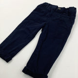 Navy Denim Trousers With Adjustable Waist - Boys 12-18 Months