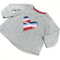 'Daddy' Heart Grey Long Sleeve Top - Girls 9-12 Months