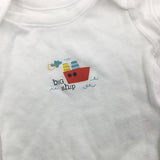 'Big Ship' White Short Sleeve Bodysuit - Boys Newborn