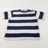 Navy & White Striped T-Shirt - Boys 8-9 Years