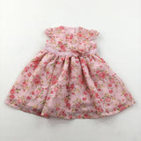 Flowers Pink & Yellow Polyester Party Dress - Girls 3-6 Months