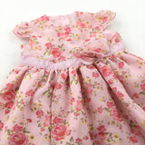 Flowers Pink & Yellow Polyester Party Dress - Girls 3-6 Months