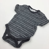 Charcoal Grey & White Striped Short Sleeve Bodysuit - Boys Newborn