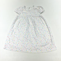 Colourful Spotty White Jersey Dress - Girls 9-12 Months