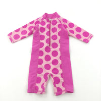 Pink Spotty Beach/Sun Suit - Girls 6-9 Months