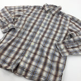 Brown & Blue Checked Cotton Shirt - Boys 8-9 Years
