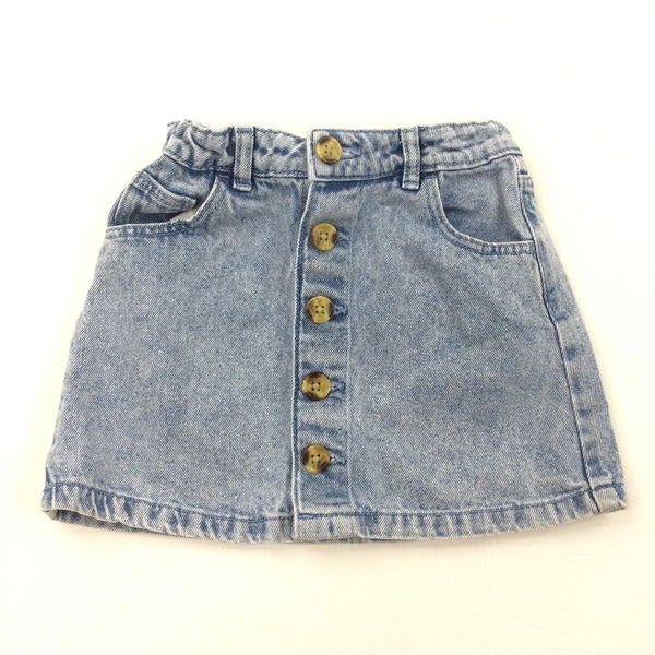 Button Front Denim Skirt - Girls 4-5 Years