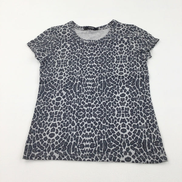Animal Print Grey T-Shirt - Girls 8-9 Years