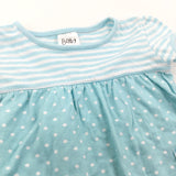 Blue & White Stripes & Spots Jersey Tunic Top - Girls 6-9 Months