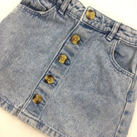 Button Front Denim Skirt - Girls 4-5 Years