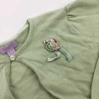 Flute Sleeve Green Cardigan - Girls 18-24 Months