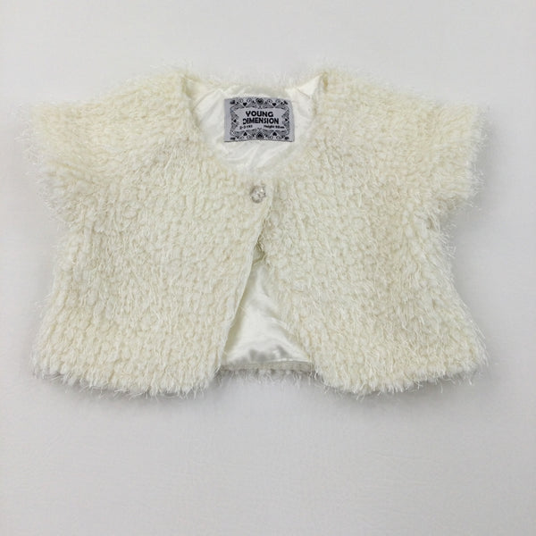 Cream Fluffy Short Sleeve Cardigan - Girls 2-3 Years