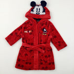 'Mickey' Mouse Red Fleece Hooded Dressing Gown - Boys 12-18 Months