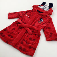 'Mickey' Mouse Red Fleece Hooded Dressing Gown - Boys 12-18 Months
