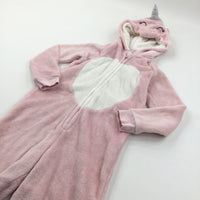 Unicorn Pink Fluffy Fleece Onesie - Girls 8-9 Years