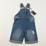 **NEW** Blue Distressed Denim Short Dungarees - Boys 4-5 Years