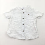 White Collarless Cotton Shirt - Boys 9-12 Months