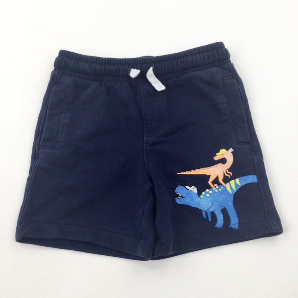 Dinosaurs Navy Jersey Shorts - Boys 4-5 Years