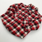 Red, White & Burgundy Checked Lined Shacket - Boys 12-18 Months